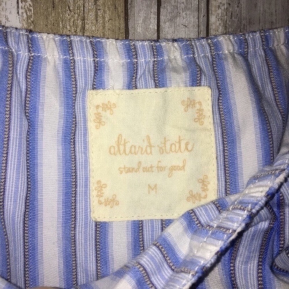Altar’d State Blue Striped Ice Cream Social Off The Shoulder Blouse - Picture 5 of 5